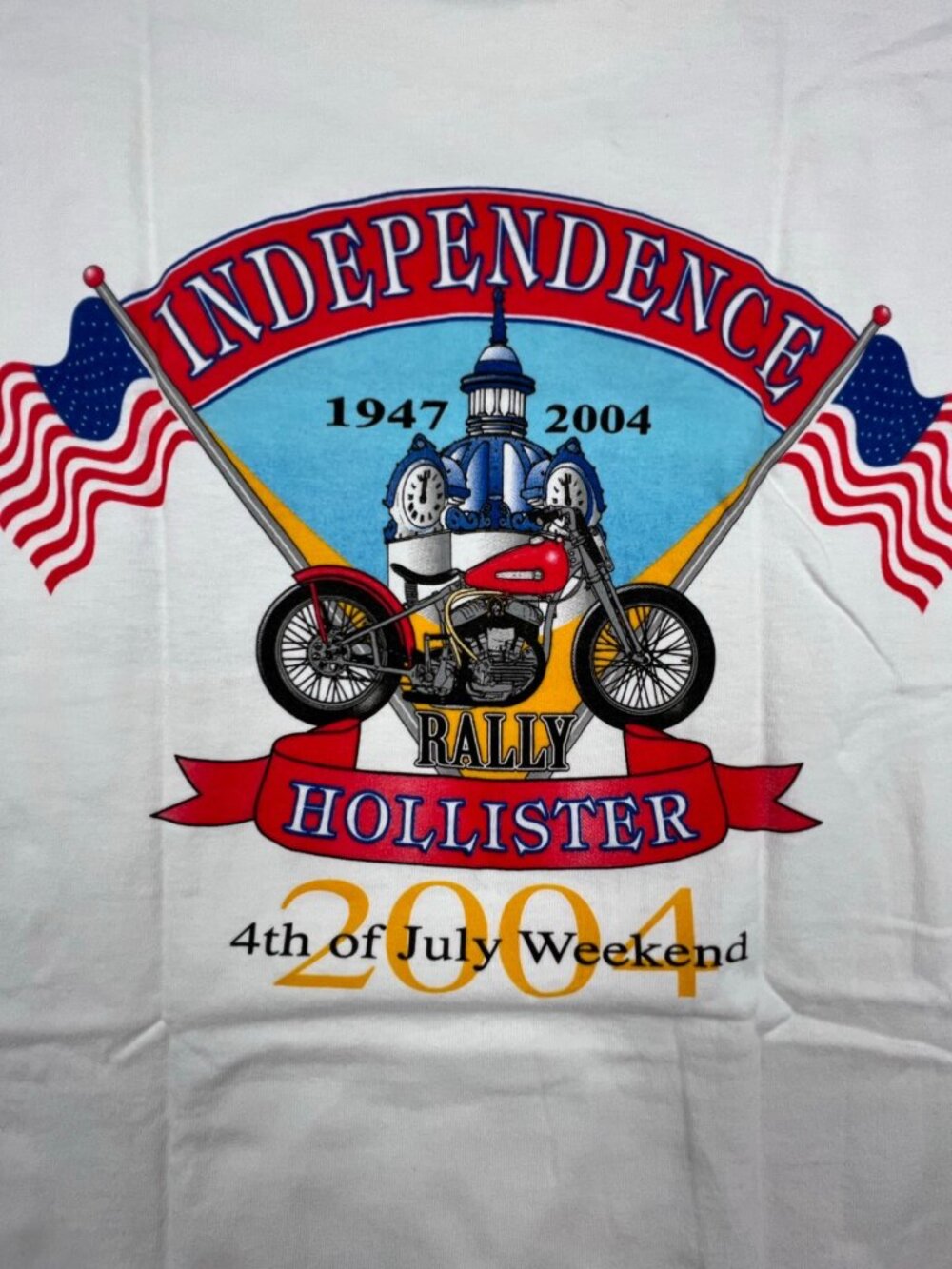 Vintage 2004 Hollister Independence Rally Motorcycle T-Shirt Mens Large White - Picture 2 of 12